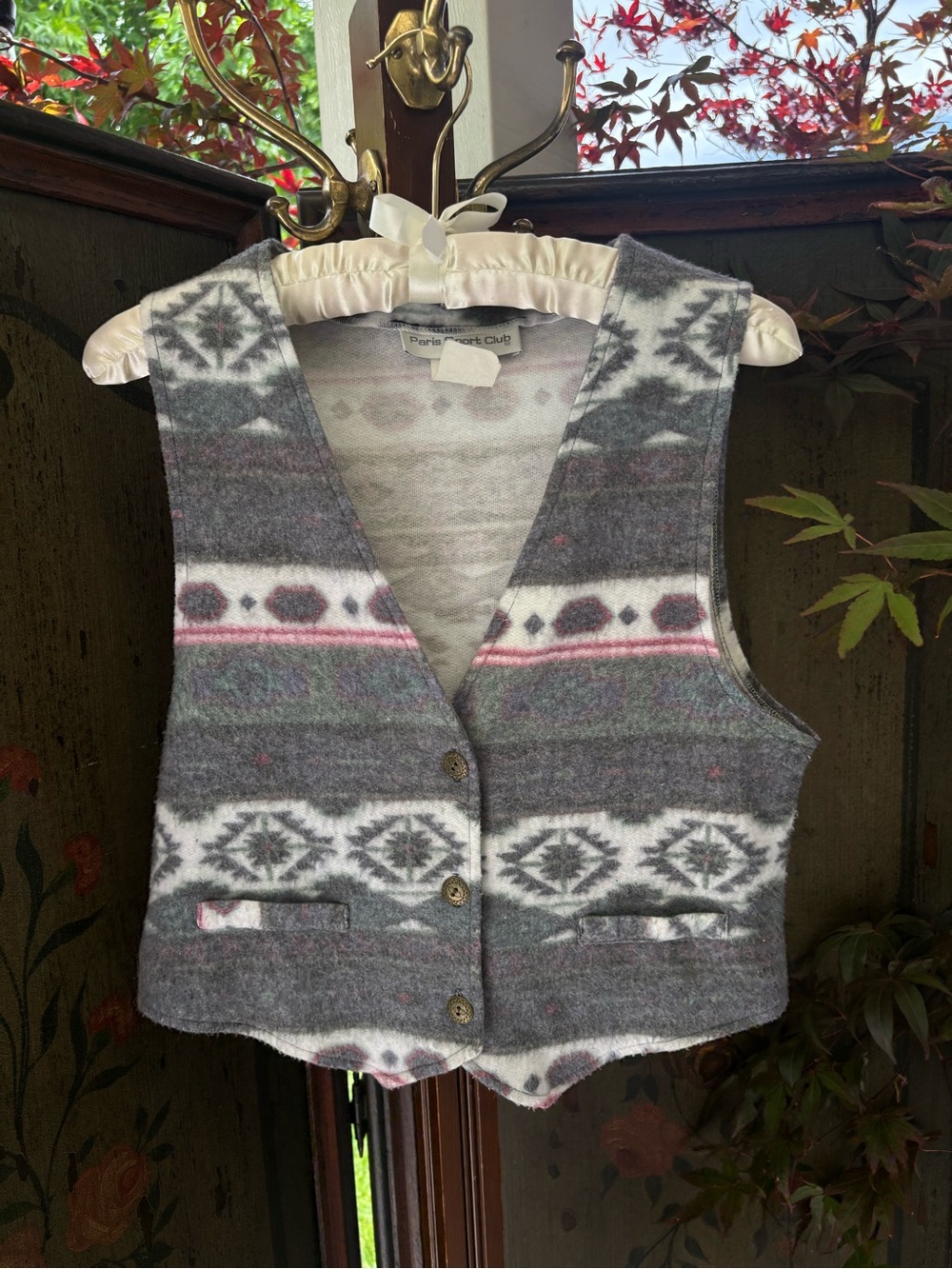 Vintage Paris Sport Club Southwestern Aztec Cotton Blend Vest | Western Boho